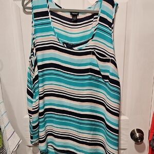 torrid Teal, Navy & White Striped Sleeveless Tank